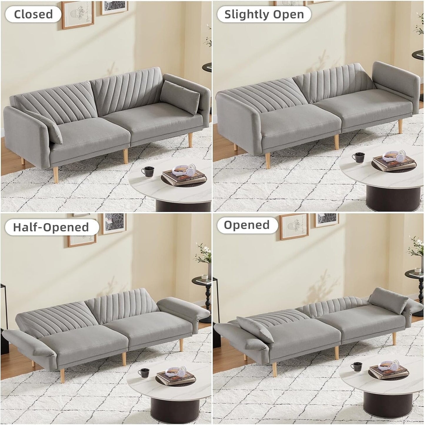 Loveseat Futon Convertible Sofa Bed with Pillows