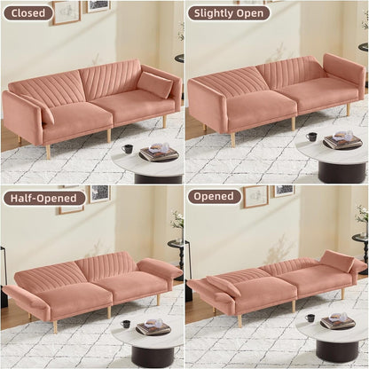 Loveseat Futon Convertible Sofa Bed with Pillows