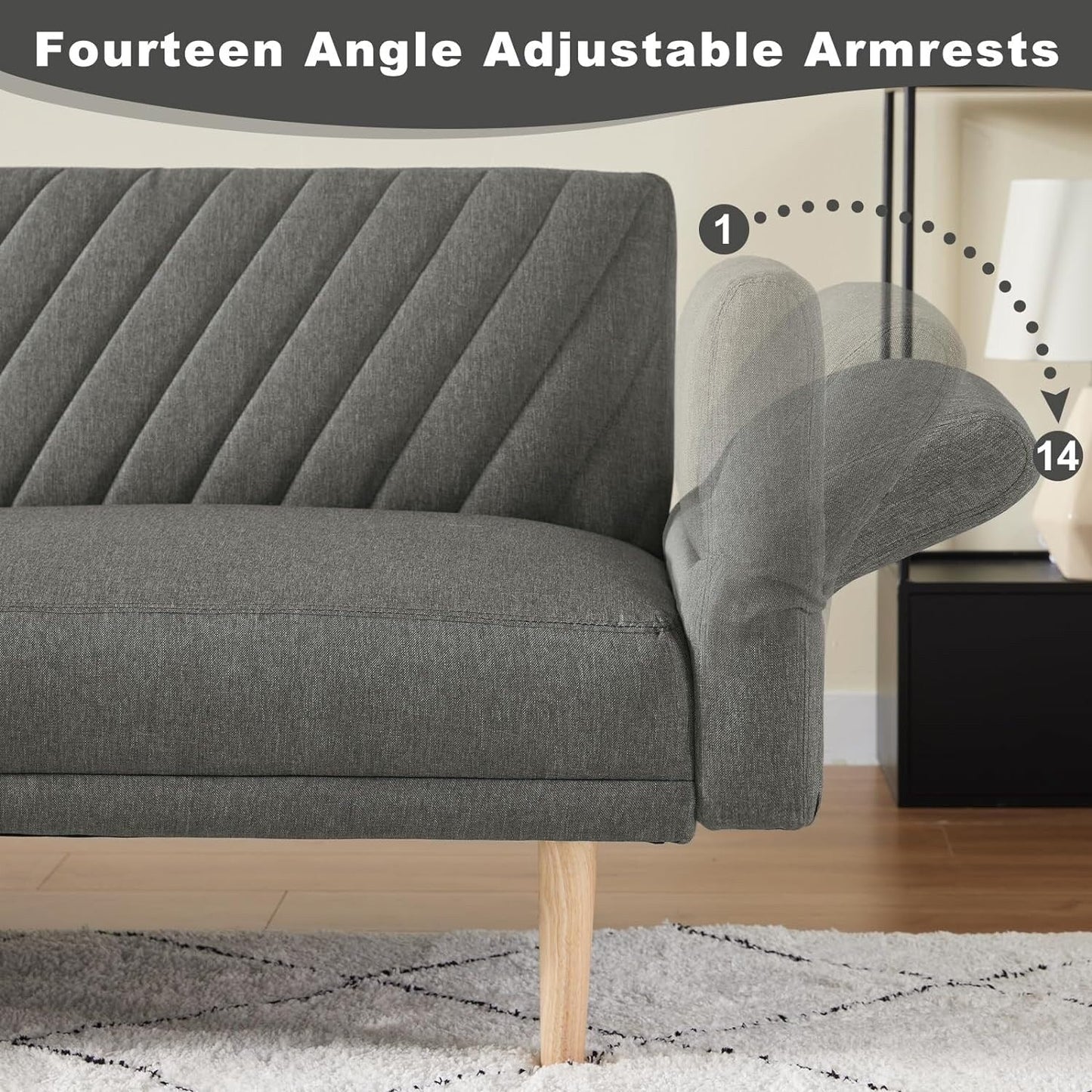 Loveseat Futon Convertible Sofa Bed with Pillows