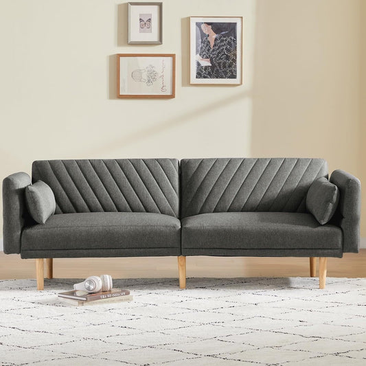 Loveseat Futon Convertible Sofa Bed with Pillows