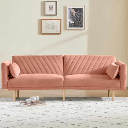 Loveseat Futon Convertible Sofa Bed with Pillows