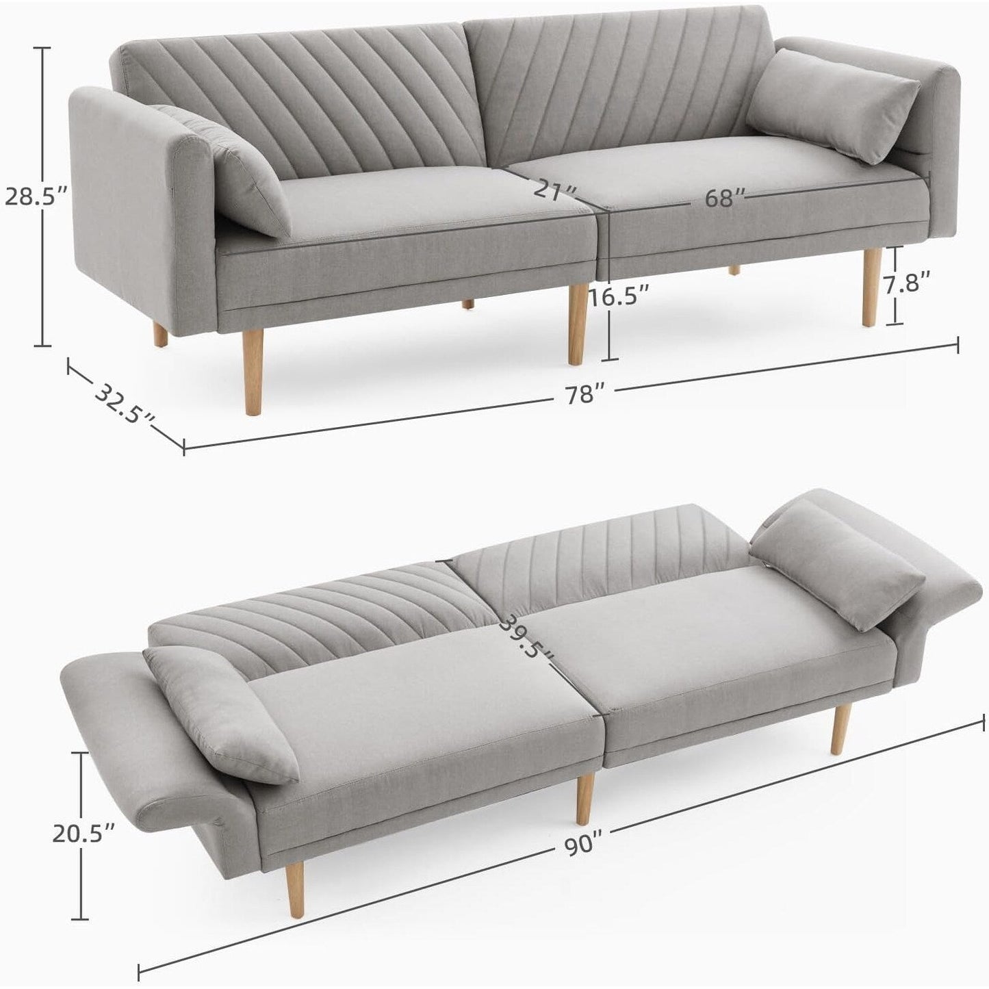 Loveseat Futon Convertible Sofa Bed with Pillows