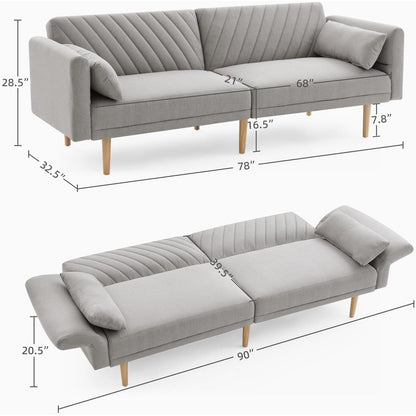 Loveseat Futon Convertible Sofa Bed with Pillows