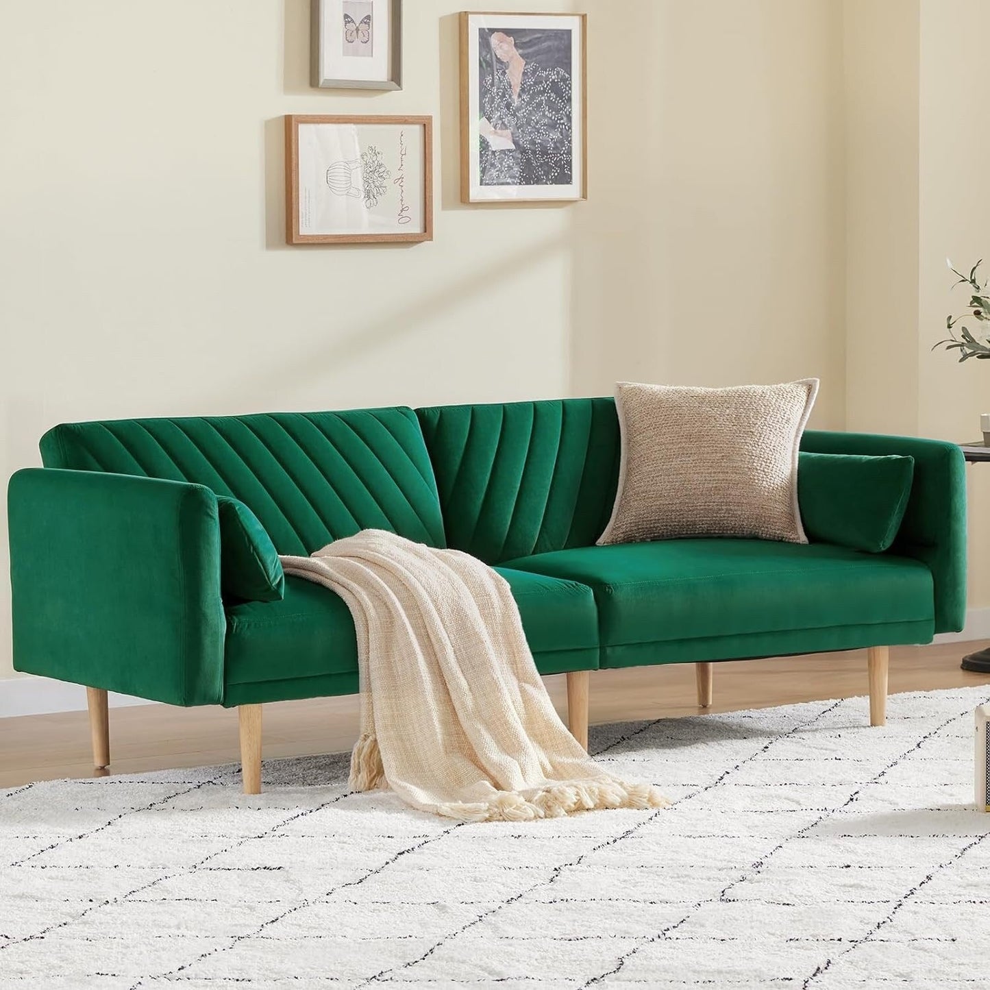 Loveseat Futon Convertible Sofa Bed with Pillows