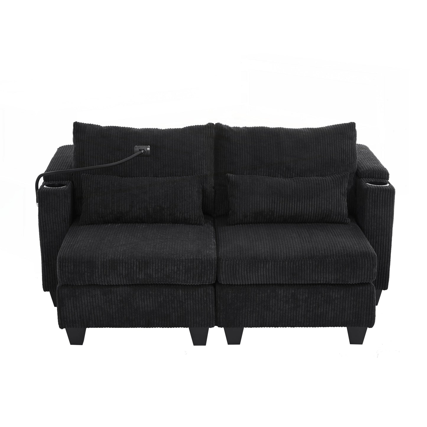 Loveseat Sofa Sofa Bed Corduroy Sleeper Sofa with USB Ports