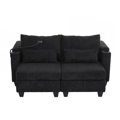 Loveseat Sofa Sofa Bed Corduroy Sleeper Sofa with USB Ports