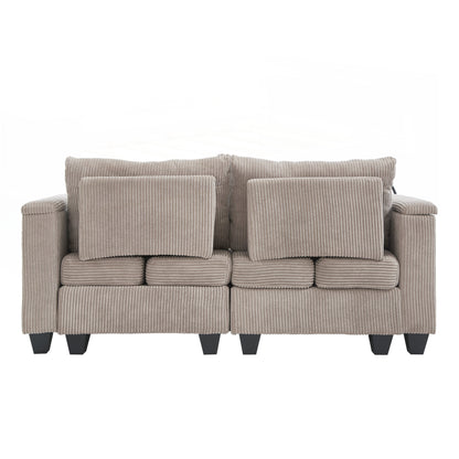 Loveseat Sofa Sofa Bed Corduroy Sleeper Sofa with USB Ports