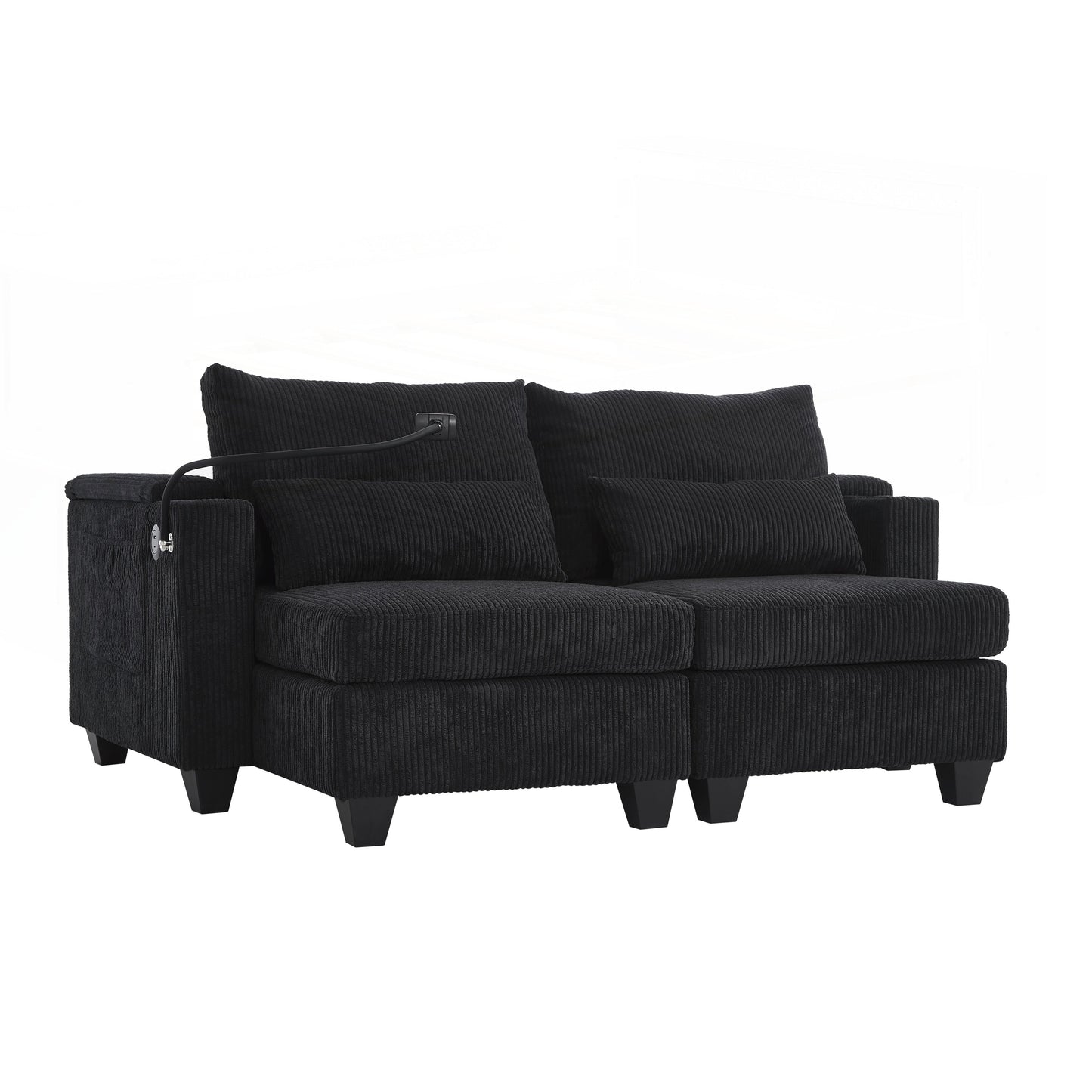 Loveseat Sofa Sofa Bed Corduroy Sleeper Sofa with USB Ports