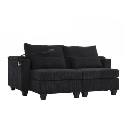 Loveseat Sofa Sofa Bed Corduroy Sleeper Sofa with USB Ports