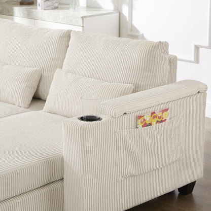 Loveseat Sofa Sofa Bed Corduroy Sleeper Sofa with USB Ports
