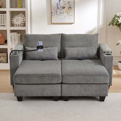 Loveseat Sofa Sofa Bed Corduroy Sleeper Sofa with USB Ports