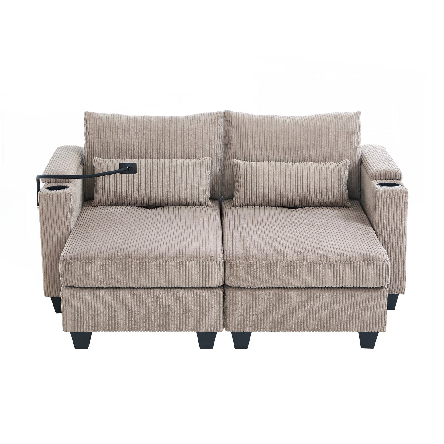 Loveseat Sofa Sofa Bed Corduroy Sleeper Sofa with USB Ports