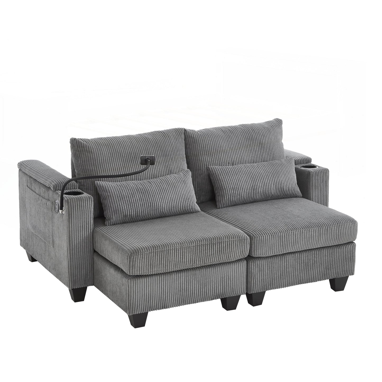 Loveseat Sofa Sofa Bed Corduroy Sleeper Sofa with USB Ports