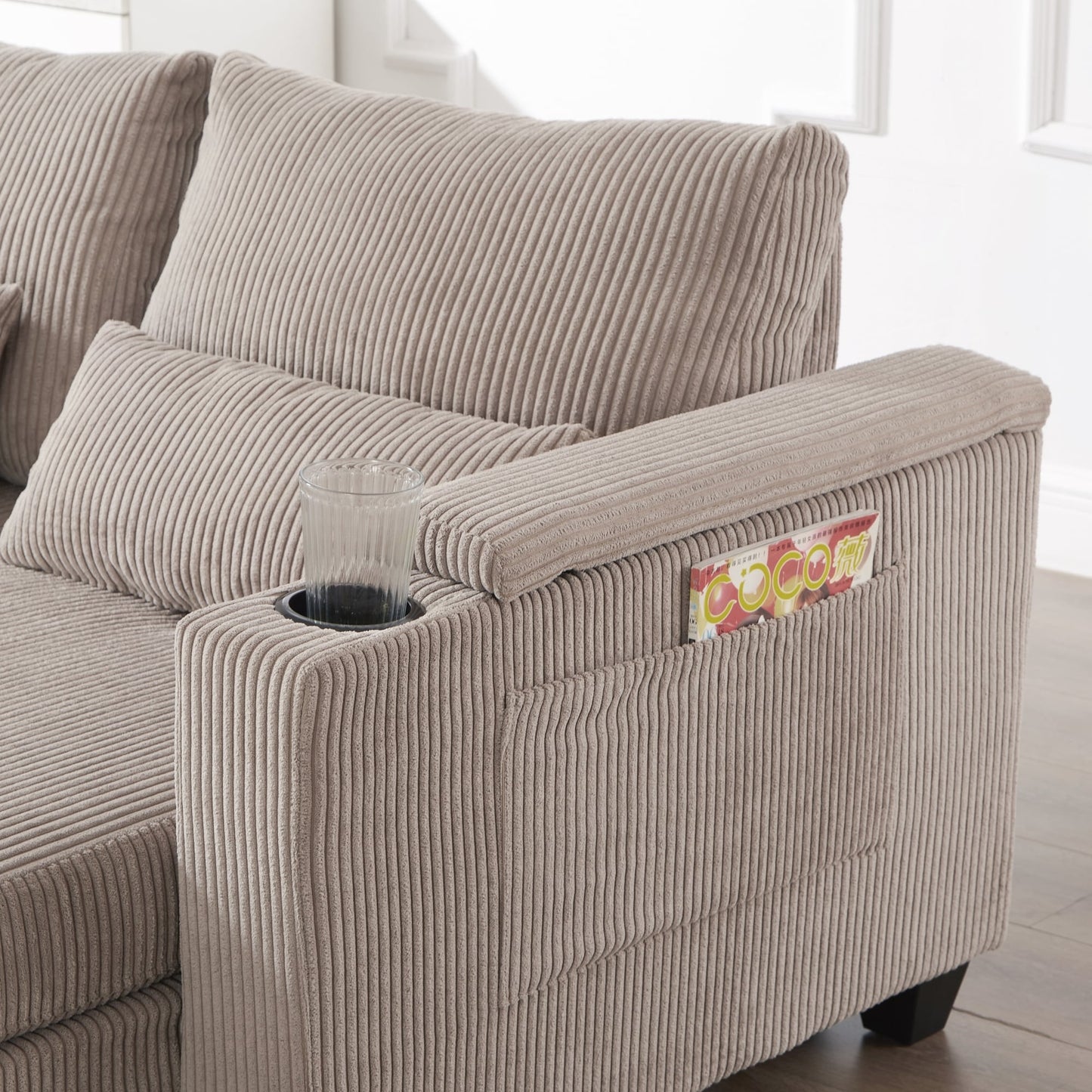 Loveseat Sofa Sofa Bed Corduroy Sleeper Sofa with USB Ports