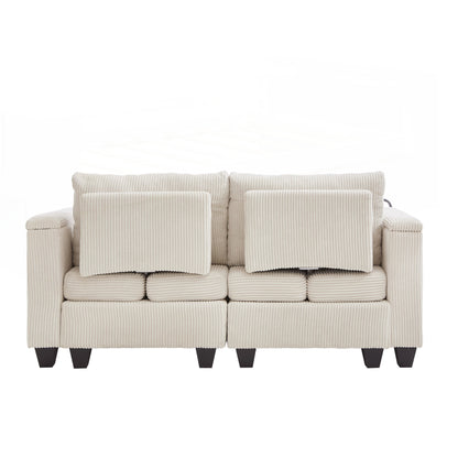 Loveseat Sofa Sofa Bed Corduroy Sleeper Sofa with USB Ports