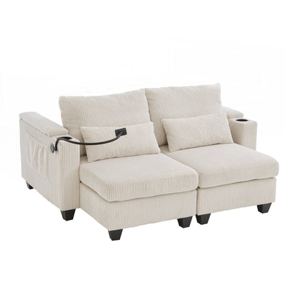 Loveseat Sofa Sofa Bed Corduroy Sleeper Sofa with USB Ports