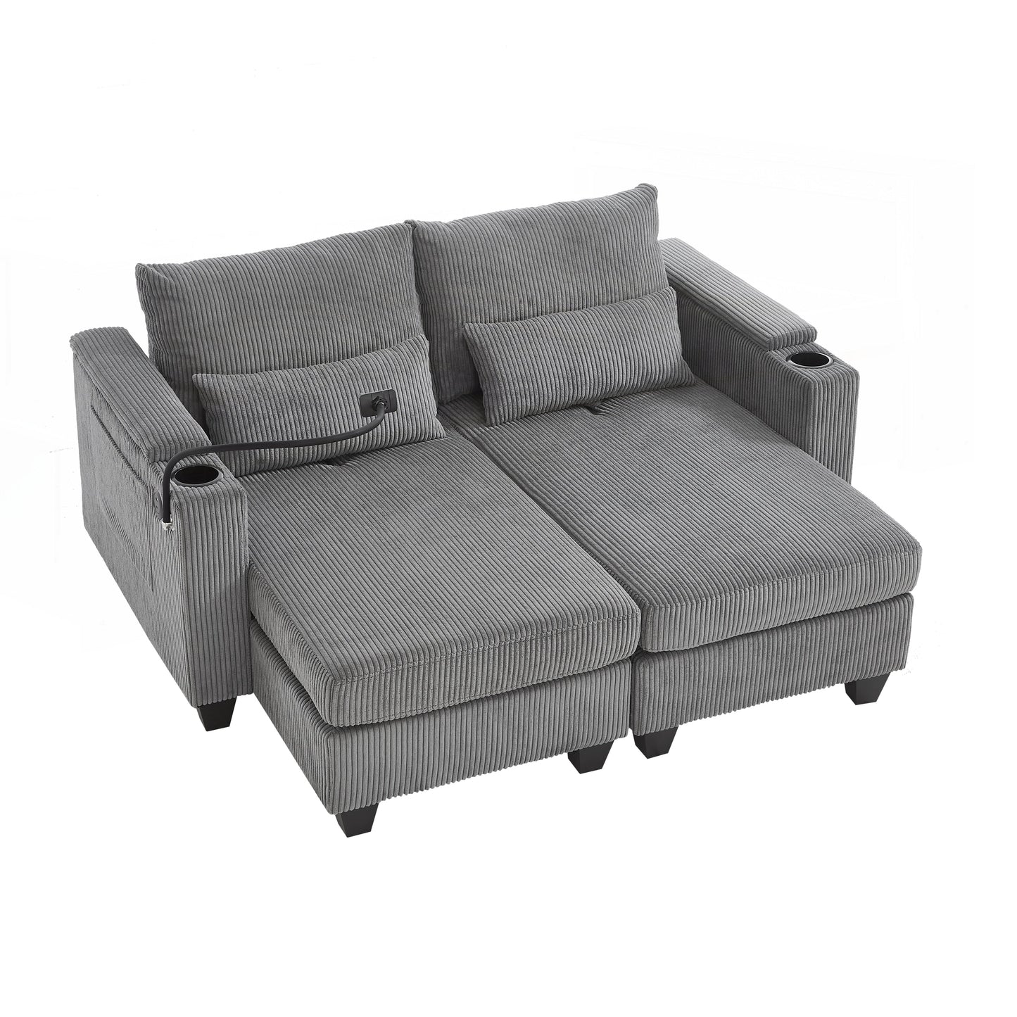 Loveseat Sofa Sofa Bed Corduroy Sleeper Sofa with USB Ports