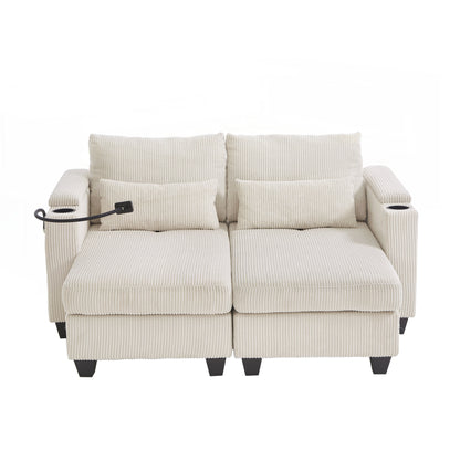 Loveseat Sofa Sofa Bed Corduroy Sleeper Sofa with USB Ports