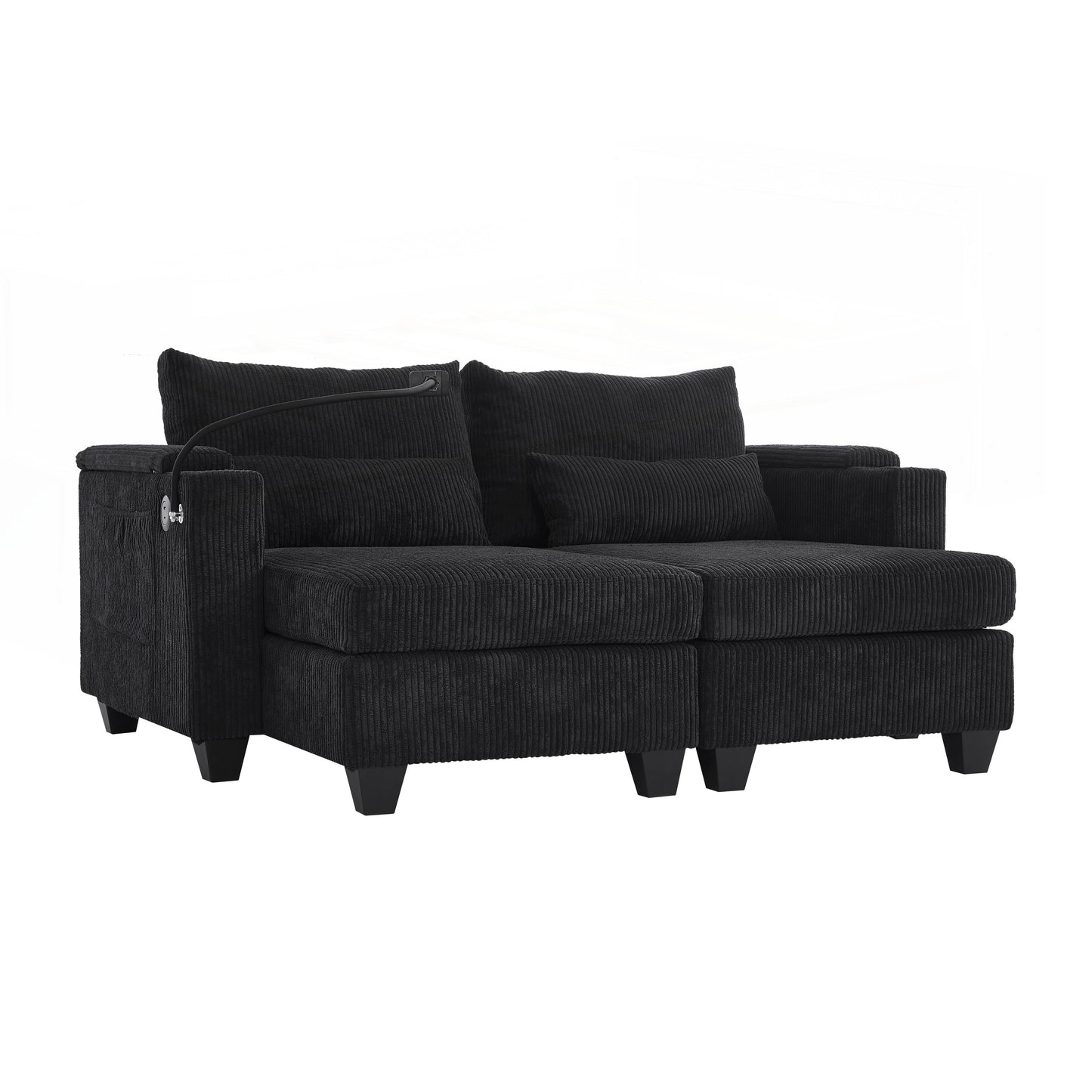 Loveseat Sofa Sofa Bed Corduroy Sleeper Sofa with USB Ports