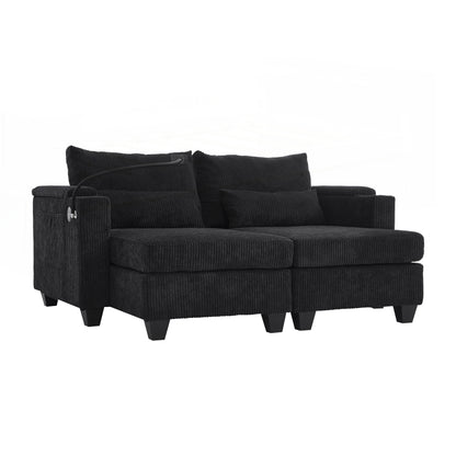 Loveseat Sofa Sofa Bed Corduroy Sleeper Sofa with USB Ports