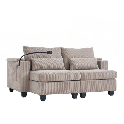 Loveseat Sofa Sofa Bed Corduroy Sleeper Sofa with USB Ports