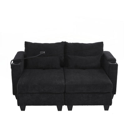 Loveseat Sofa Sofa Bed Corduroy Sleeper Sofa with USB Ports