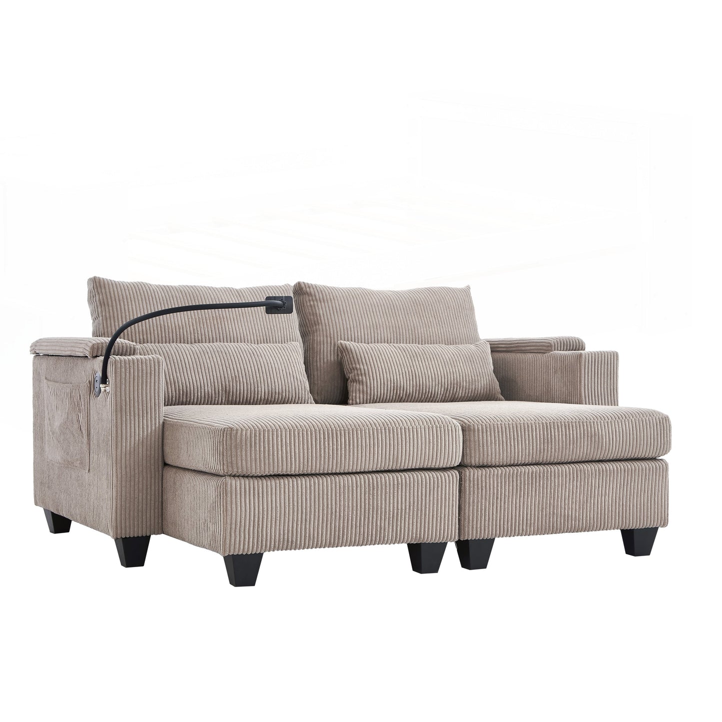 Loveseat Sofa Sofa Bed Corduroy Sleeper Sofa with USB Ports