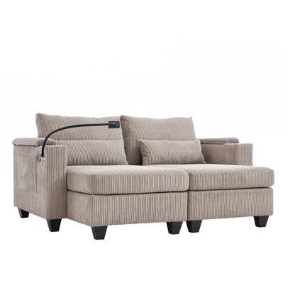 Loveseat Sofa Sofa Bed Corduroy Sleeper Sofa with USB Ports