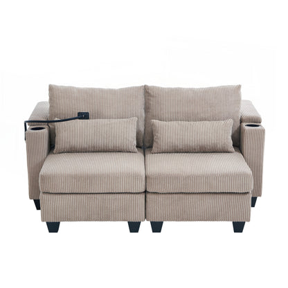 Loveseat Sofa Sofa Bed Corduroy Sleeper Sofa with USB Ports