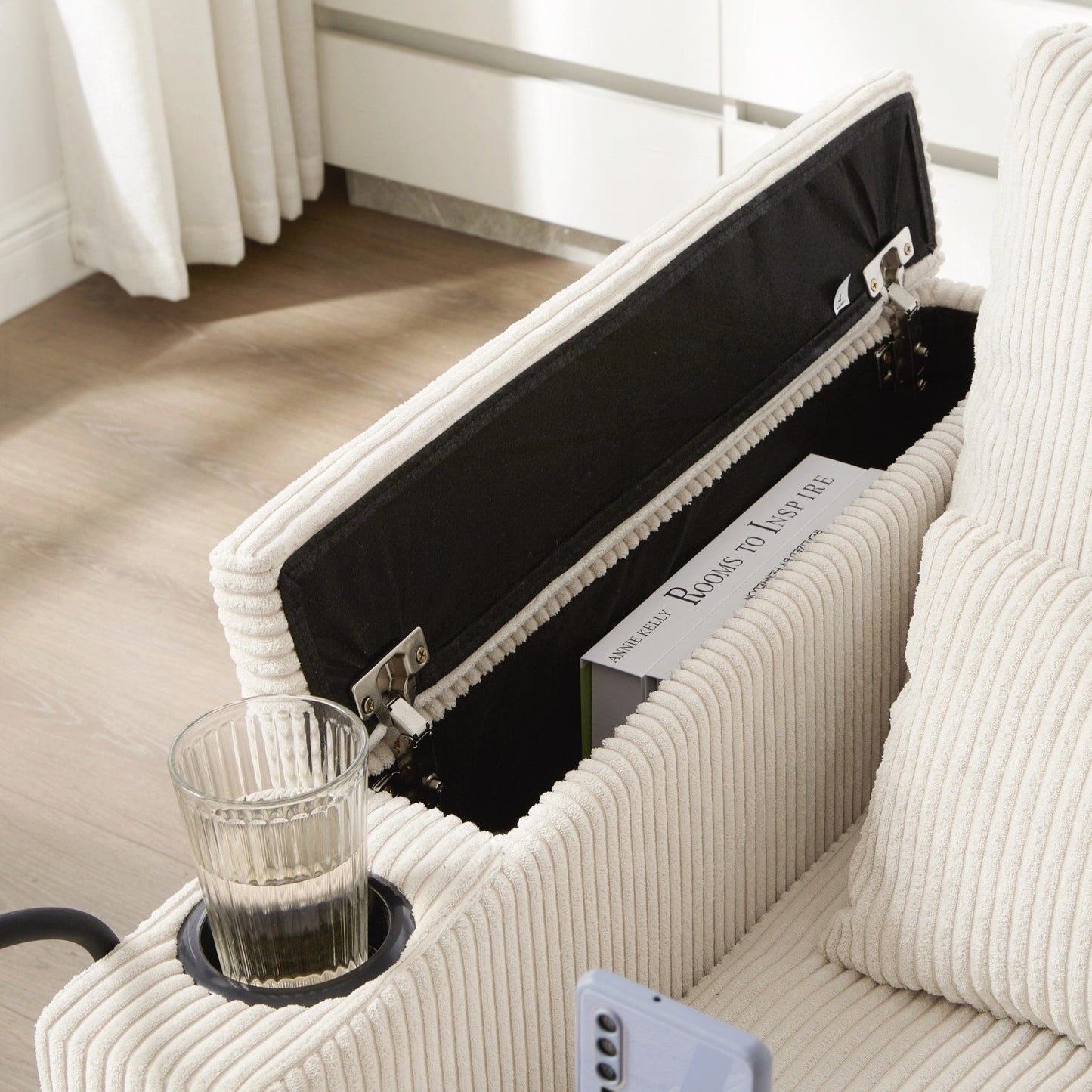 Loveseat Sofa Sofa Bed Corduroy Sleeper Sofa with USB Ports