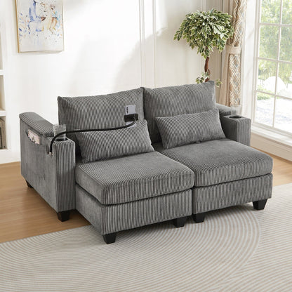 Loveseat Sofa Sofa Bed Corduroy Sleeper Sofa with USB Ports