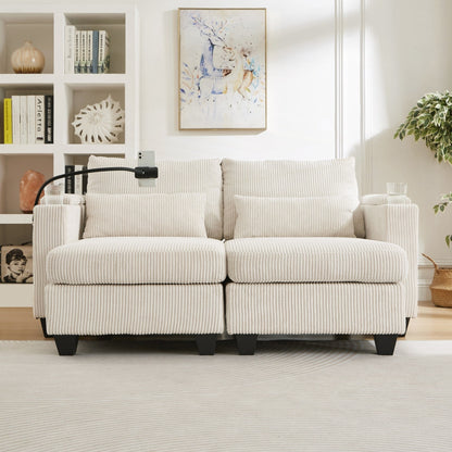 Loveseat Sofa Sofa Bed Corduroy Sleeper Sofa with USB Ports