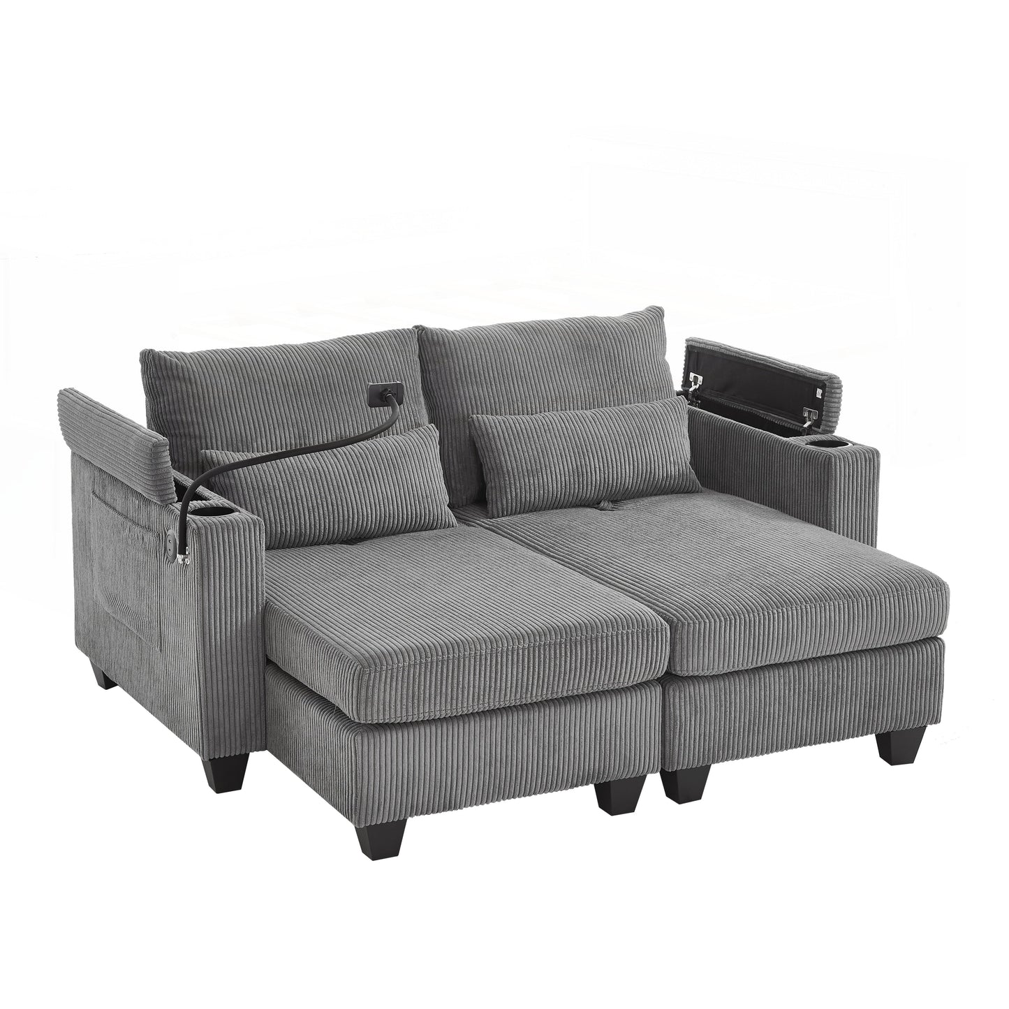 Loveseat Sofa Sofa Bed Corduroy Sleeper Sofa with USB Ports