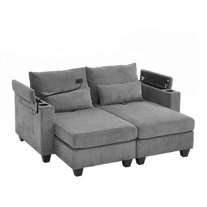 Loveseat Sofa Sofa Bed Corduroy Sleeper Sofa with USB Ports