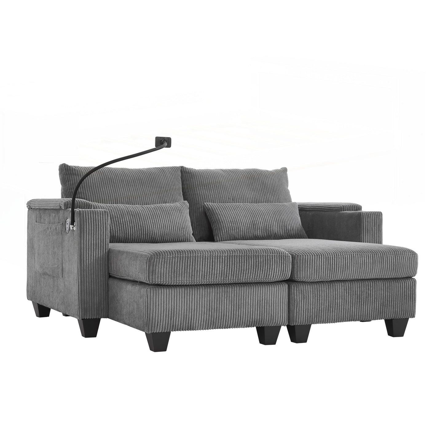 Loveseat Sofa Sofa Bed Corduroy Sleeper Sofa with USB Ports