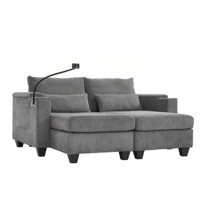 Loveseat Sofa Sofa Bed Corduroy Sleeper Sofa with USB Ports