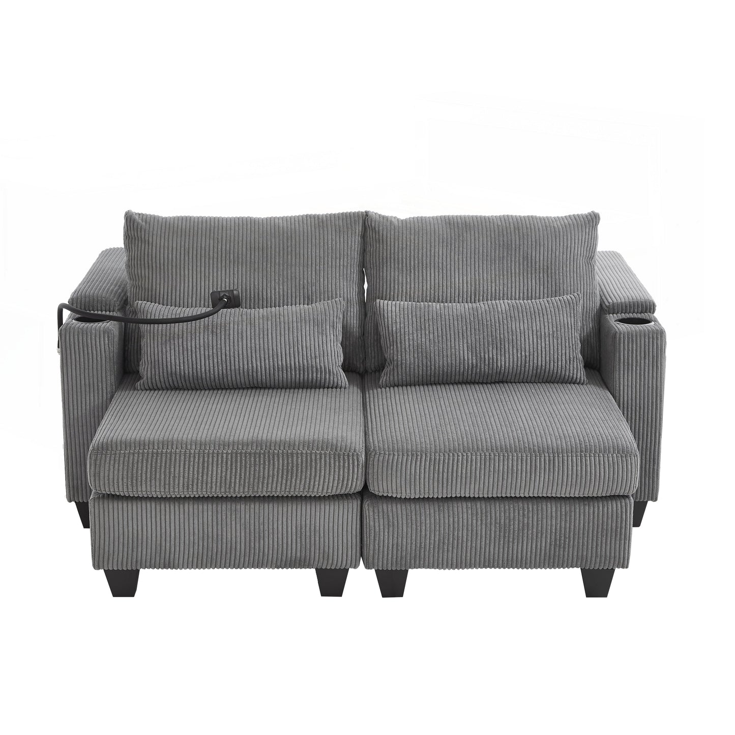 Loveseat Sofa Sofa Bed Corduroy Sleeper Sofa with USB Ports