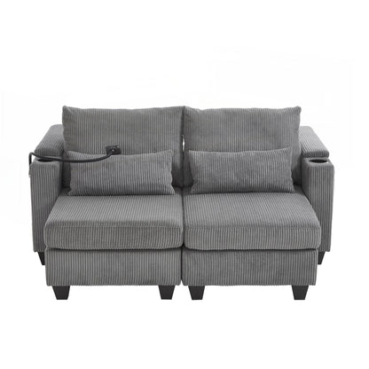Loveseat Sofa Sofa Bed Corduroy Sleeper Sofa with USB Ports
