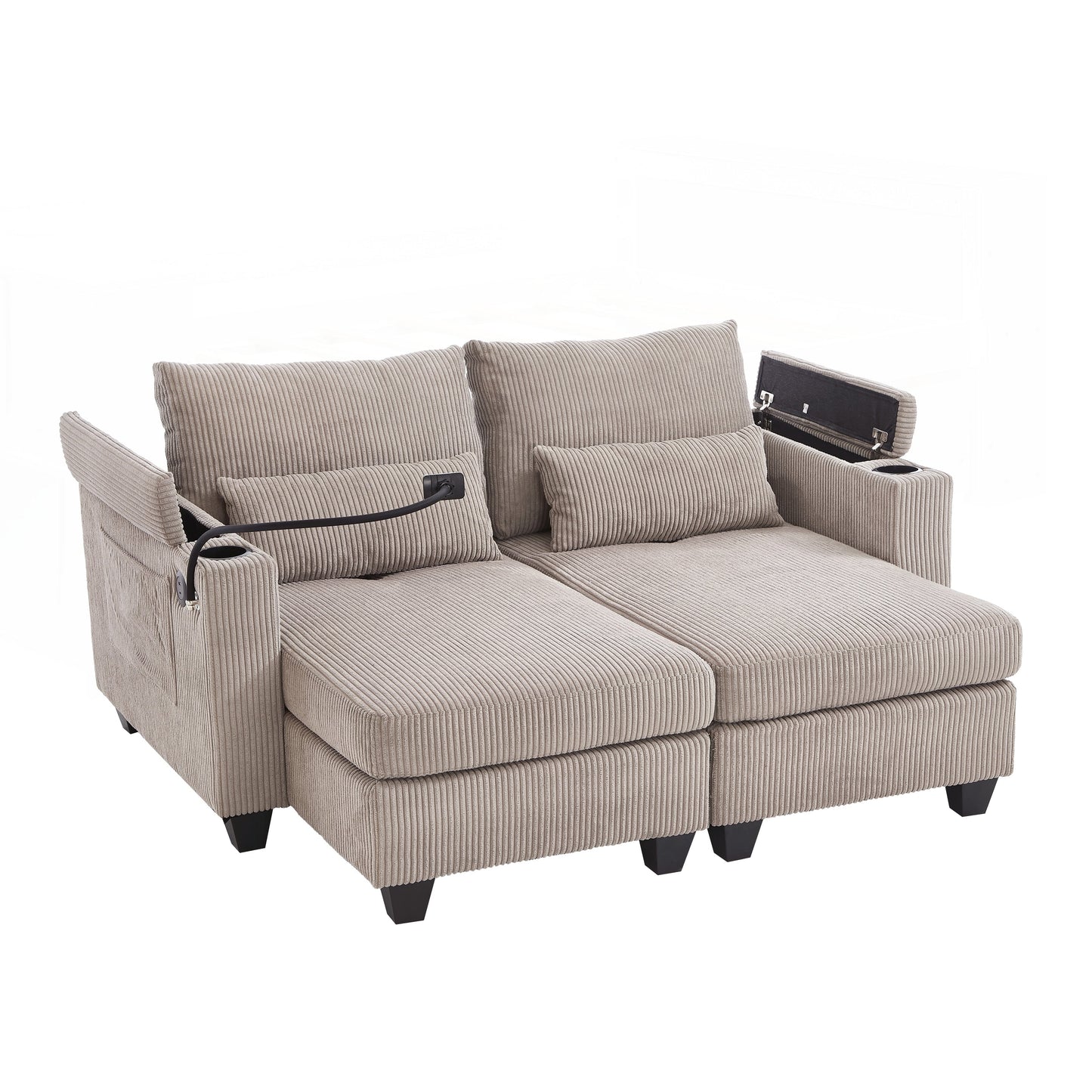 Loveseat Sofa Sofa Bed Corduroy Sleeper Sofa with USB Ports