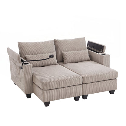Loveseat Sofa Sofa Bed Corduroy Sleeper Sofa with USB Ports