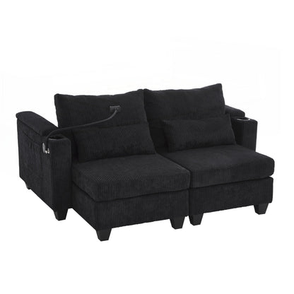Loveseat Sofa Sofa Bed Corduroy Sleeper Sofa with USB Ports