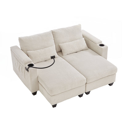 Loveseat Sofa Sofa Bed Corduroy Sleeper Sofa with USB Ports