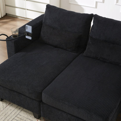 Loveseat Sofa Sofa Bed Corduroy Sleeper Sofa with USB Ports