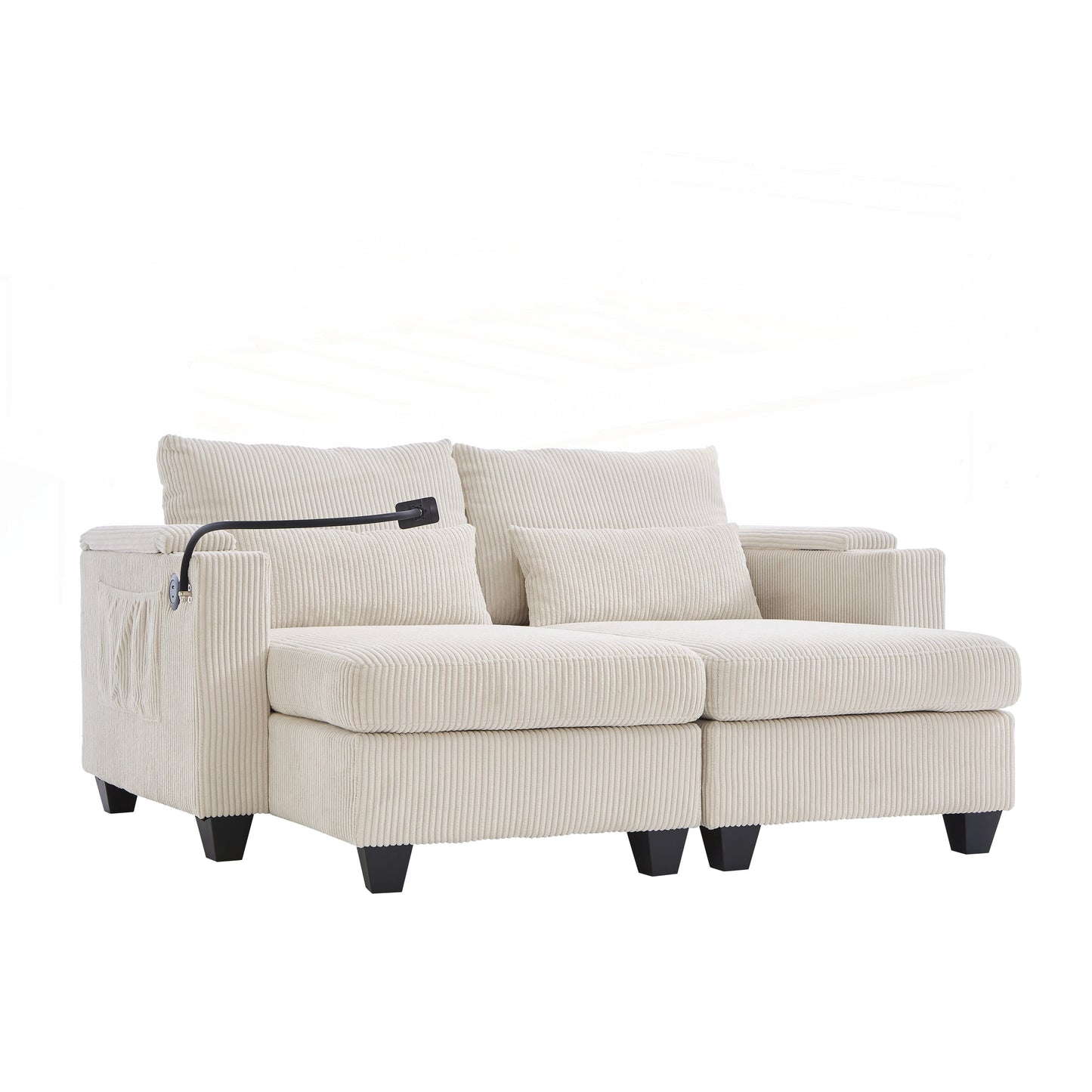 Loveseat Sofa Sofa Bed Corduroy Sleeper Sofa with USB Ports