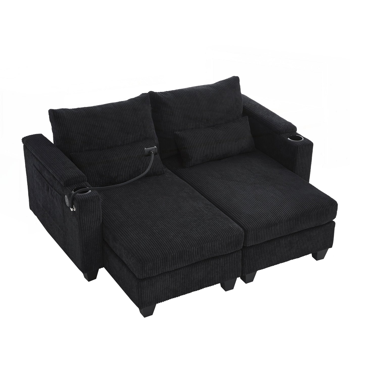 Loveseat Sofa Sofa Bed Corduroy Sleeper Sofa with USB Ports