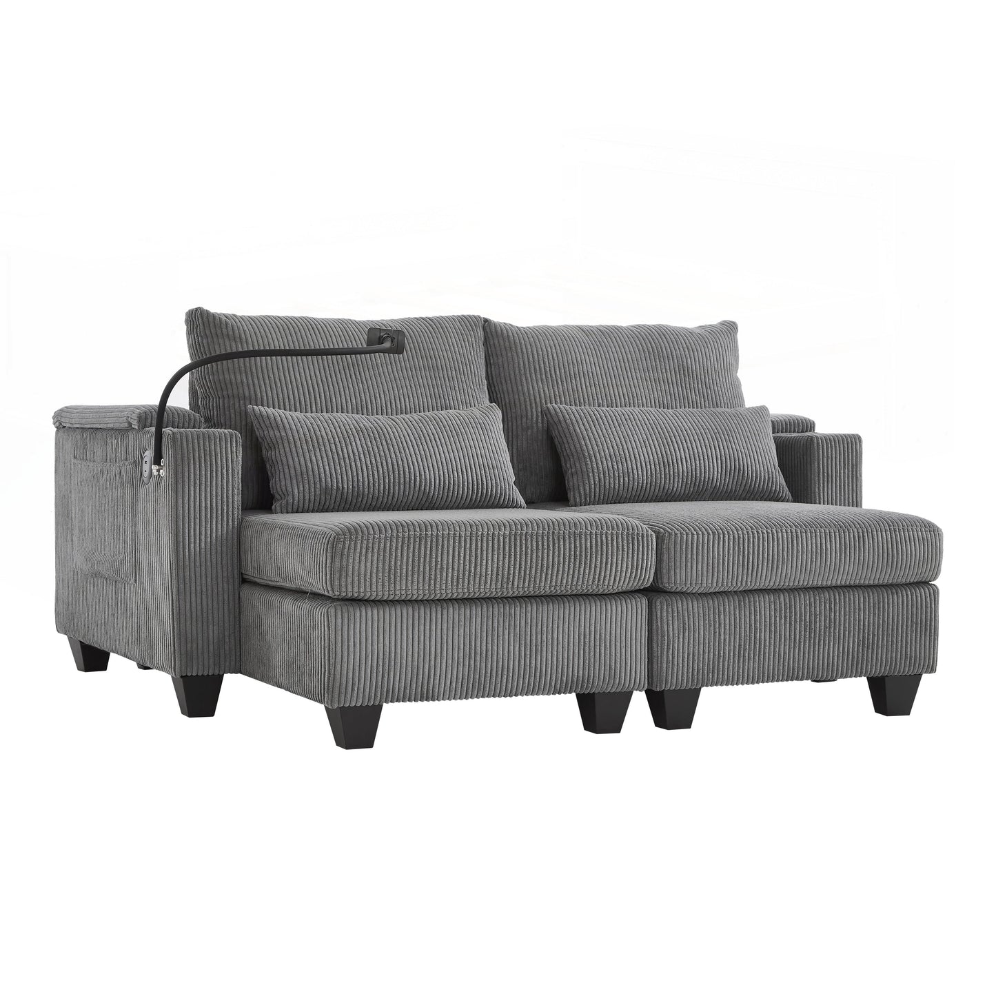 Loveseat Sofa Sofa Bed Corduroy Sleeper Sofa with USB Ports