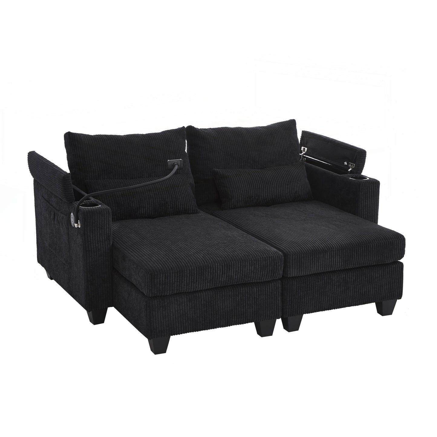 Loveseat Sofa Sofa Bed Corduroy Sleeper Sofa with USB Ports