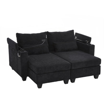Loveseat Sofa Sofa Bed Corduroy Sleeper Sofa with USB Ports