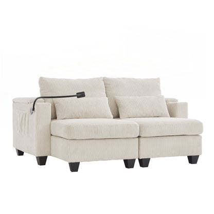 Loveseat Sofa Sofa Bed Corduroy Sleeper Sofa with USB Ports