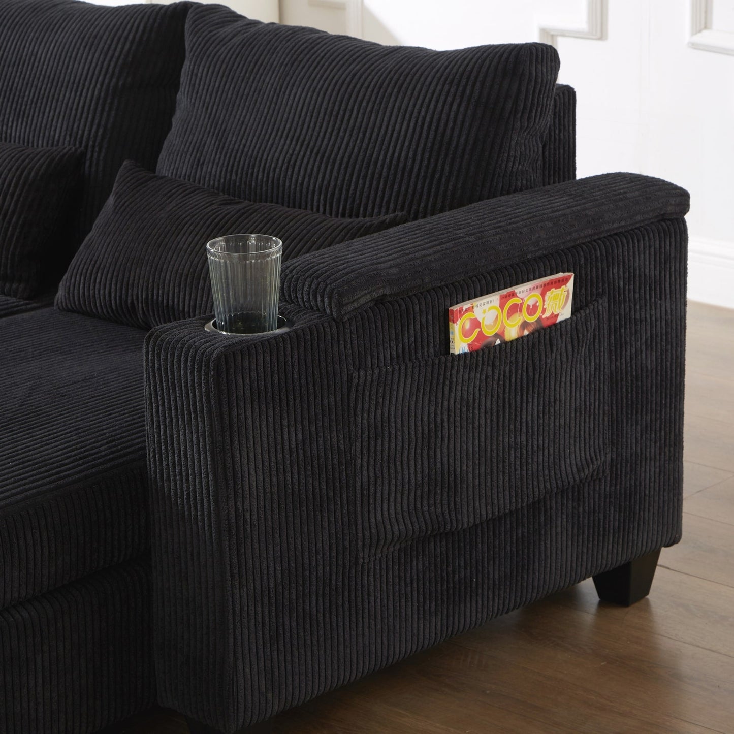 Loveseat Sofa Sofa Bed Corduroy Sleeper Sofa with USB Ports